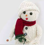 Photo of a knitted snowman knitting